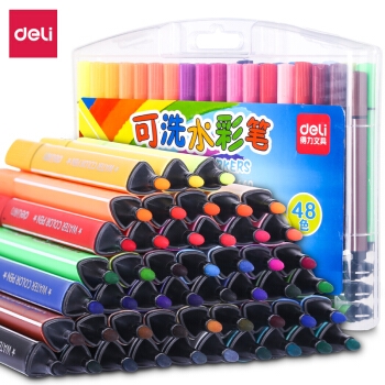 deli 得力 70660 可水洗水彩笔/粗三角杆 48支 图1