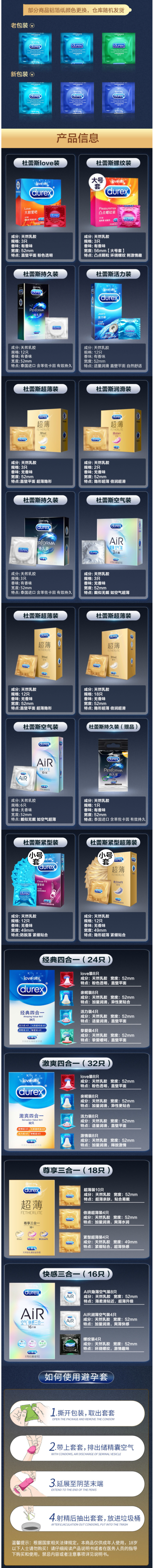 杜蕾斯 经典四合一避孕套组合装 24只 图3