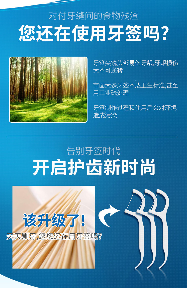 宜齿洁 经典牙线棒 2袋共300支 图3