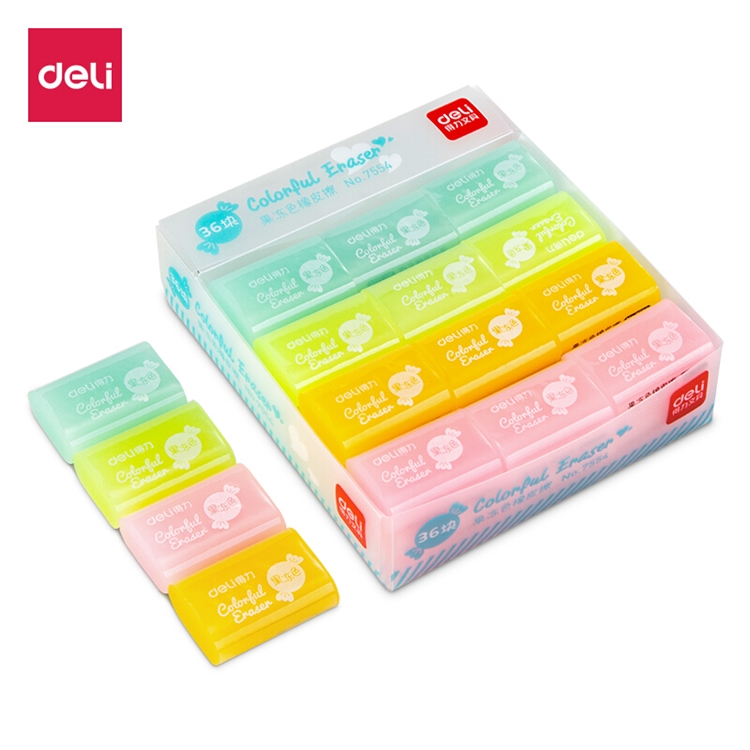 凑单品： deli 得力 7554 可爱果冻色 橡皮擦 36块 图1