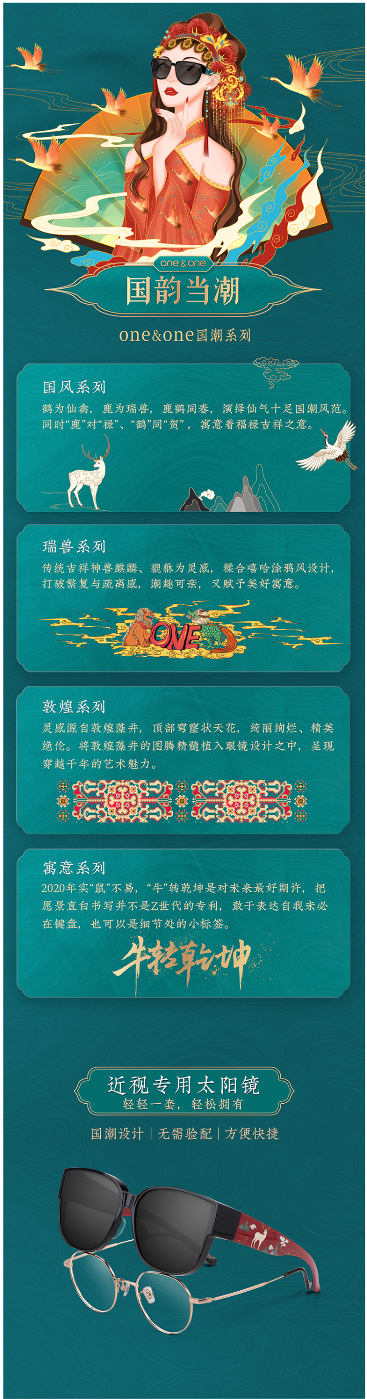 One&One 国潮风 男女近视偏光太阳镜 套镜 可直接套在近视架上 图1