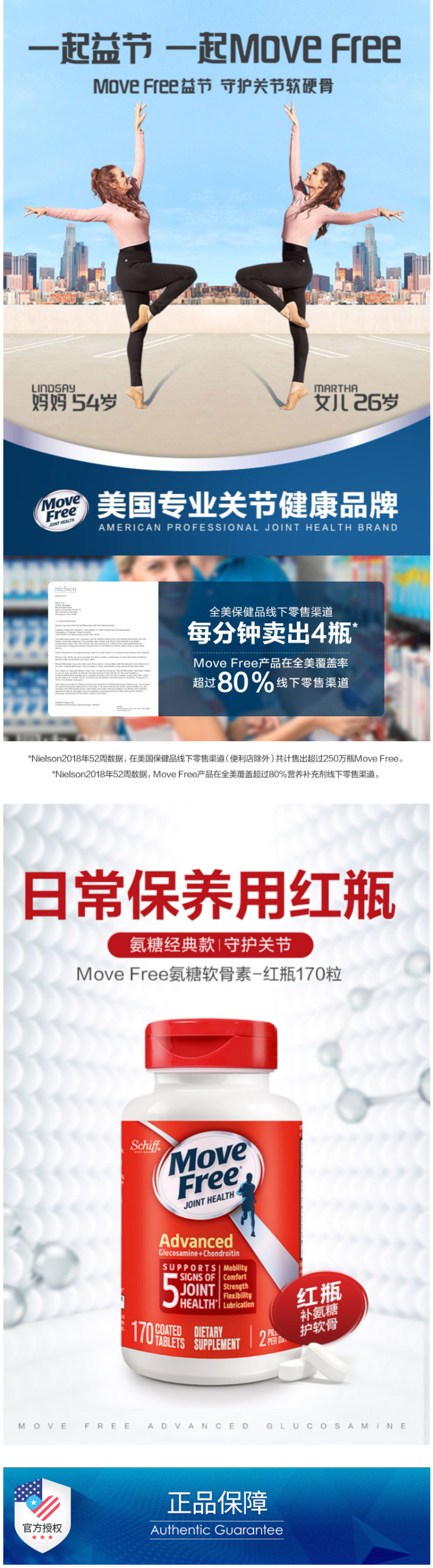 美国产 维骨力MoveFree 红盒软骨素 170粒 关节疼首选 图1