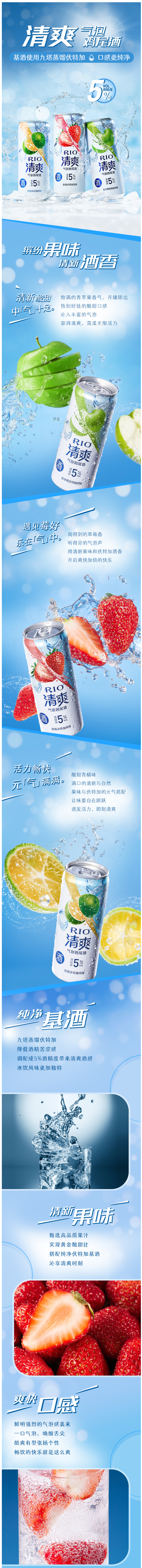 锐澳RIO 上市新品 清爽系列 5度气泡鸡尾酒 3口味 330ml*10罐 图1