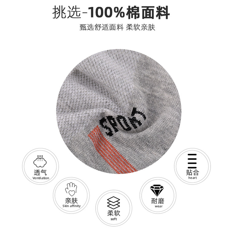 浪莎 袜子男士防臭防汗纯棉船袜 5双 图2