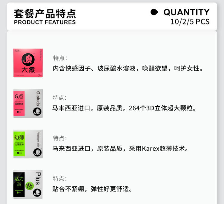 费洛蒙助情因子 大象 安全套0.01超薄避孕套20只套装 图2
