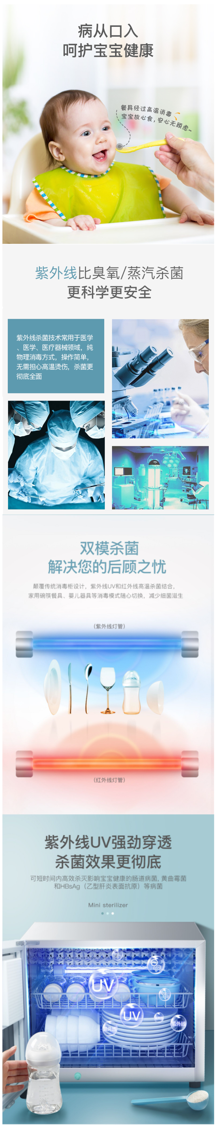 华帝 ZTP38-V 紫外线杀菌+中温烘干 台式迷你消毒柜 38L 灭杀率99.99% 图2