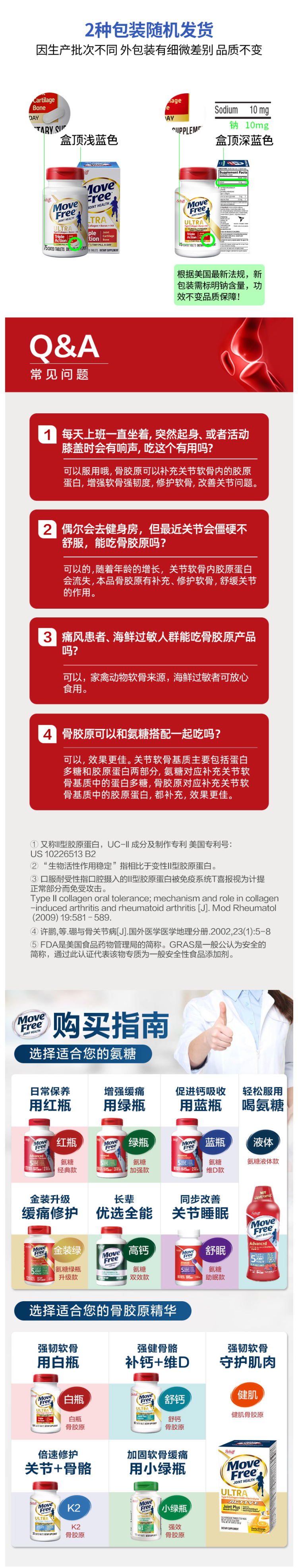 美国进口 Schiff MoveFree Ultra骨胶原维骨力 白瓶 超浓缩 75粒*3瓶 图11