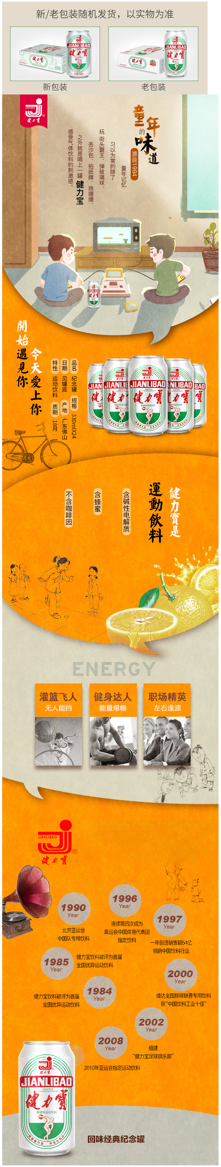 健力宝 经典纪念款 运动功能饮料330ml*24罐 图1