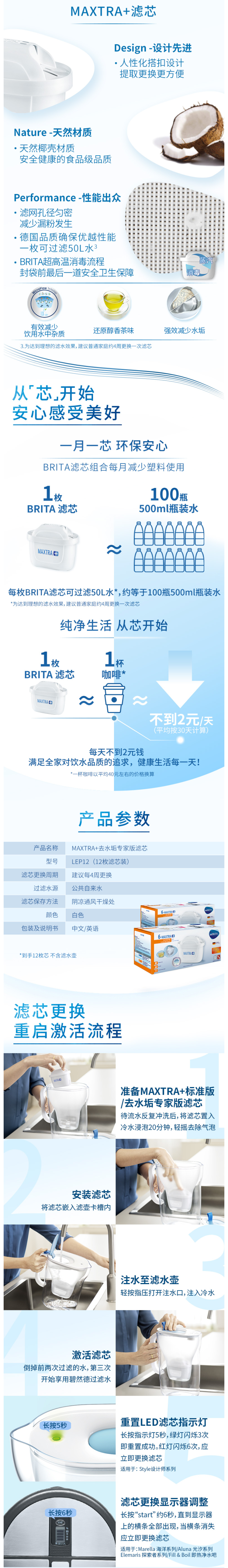碧然德 第三代 MAXTRA+ 去水垢专家版 滤芯 13枚+滤水壶 图3