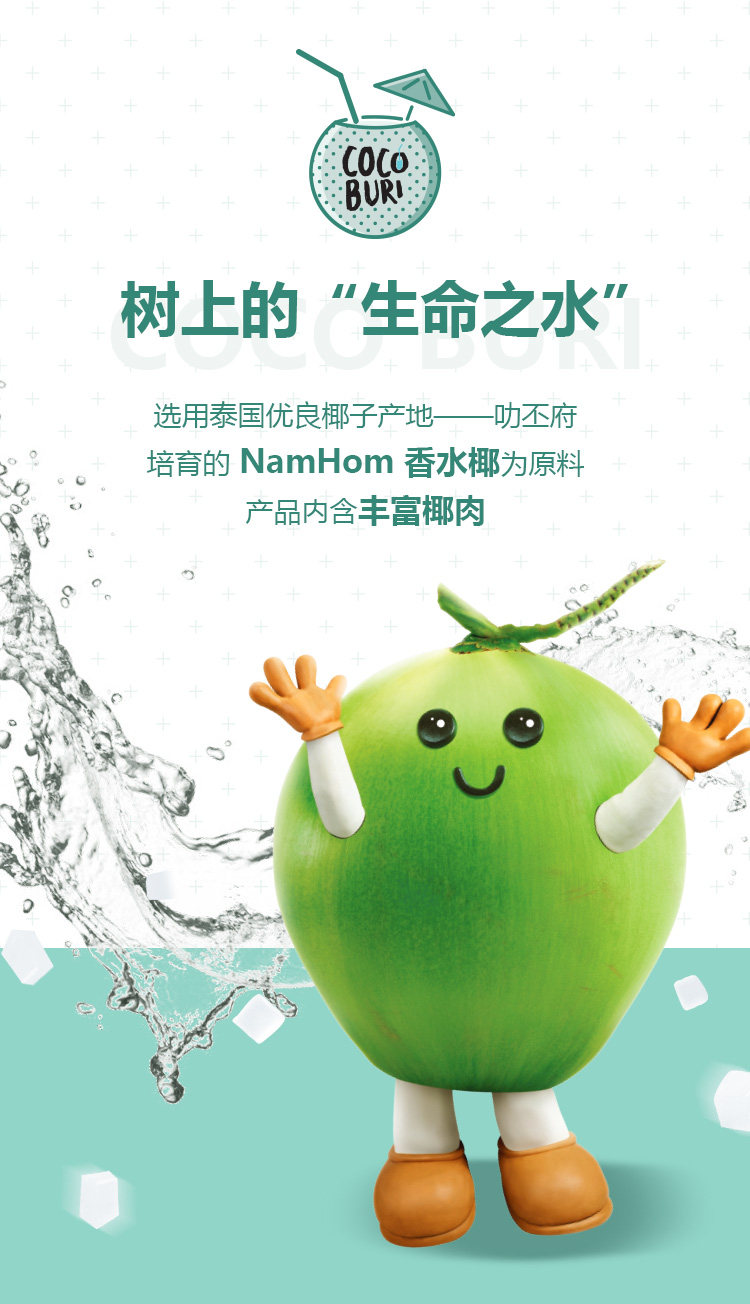 泰国进口 COCOBURI 可布哩 椰子水椰果饮料 350ml*6瓶 图4