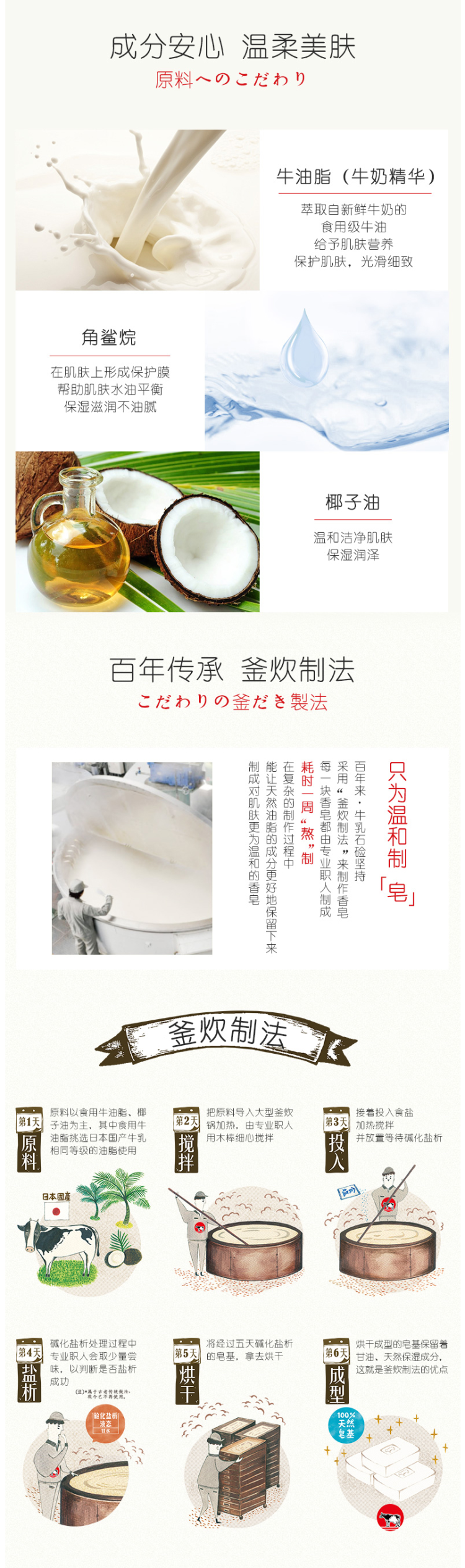 日本原产资生堂旗下牛牌 Cow 石碱牛奶香皂 100g*6块 图4