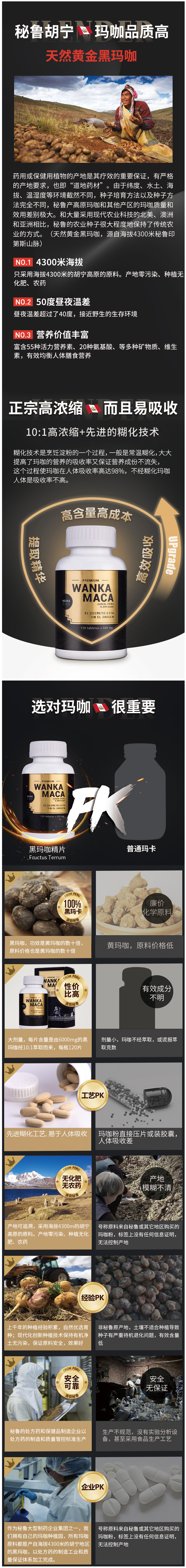 Fructus Terrum 正宗秘鲁天然黑玛咖生精片 120片 图3