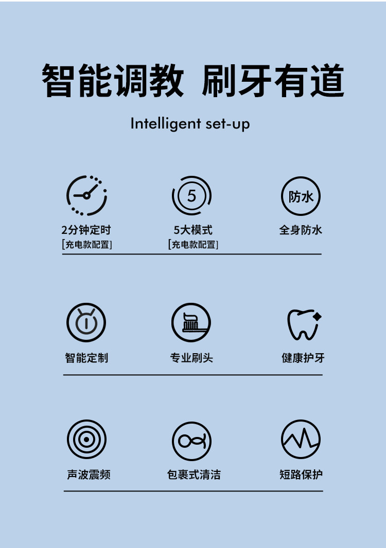 浪天 声波电动牙刷 普通牙刷价格 图5