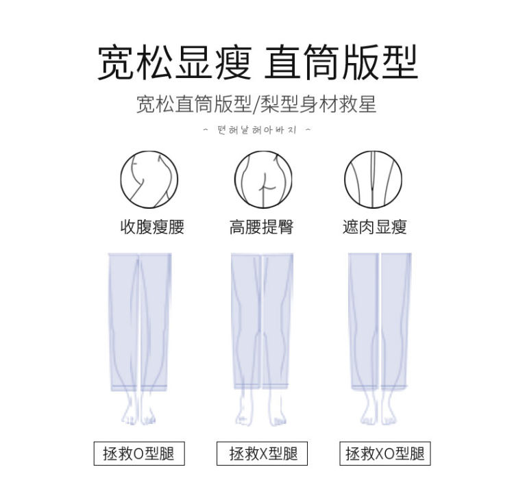 高腰休闲显冰丝牛仔裤开叉长裤 图3