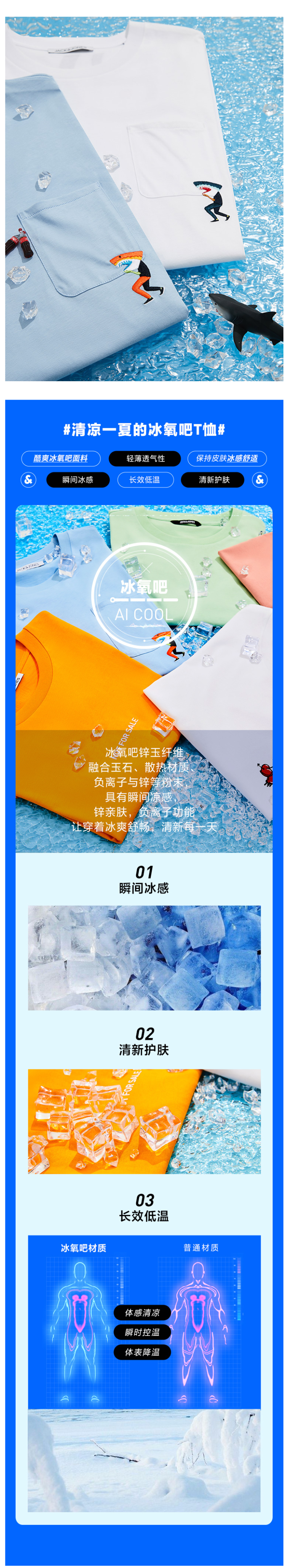 杰克琼斯 21夏新品 男冰丝凉感薄T恤 图2