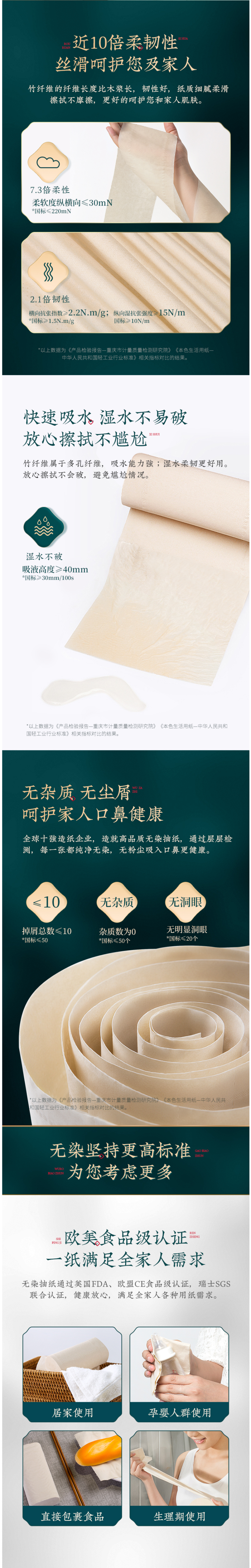 小米众筹爆款 无染 竹纤维抑菌卷纸 4层加厚*48卷 图3