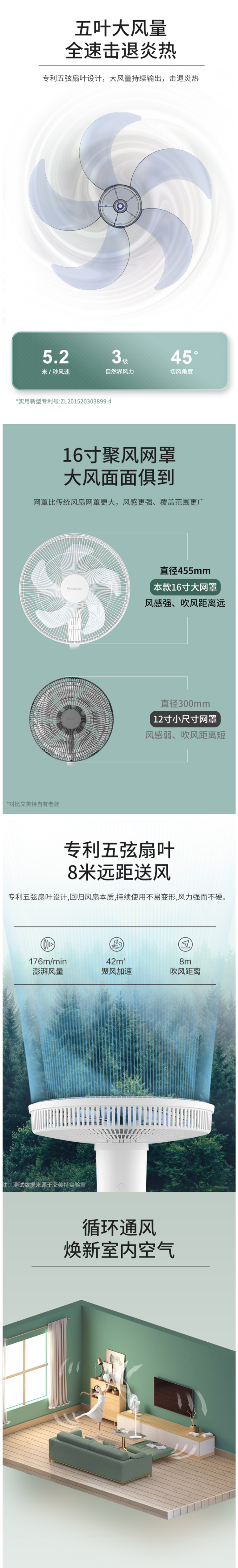 艾美特 CS35-R1 立式循环电风扇 图3