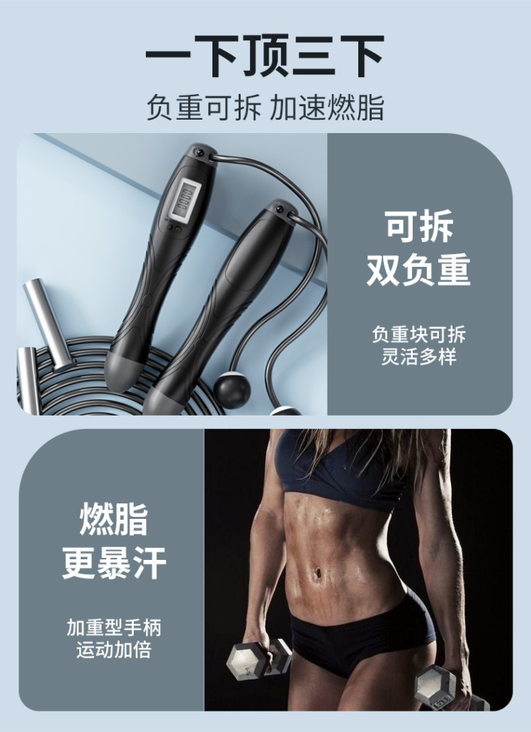 无绳款计数健身减肥运动专业跳绳 图3