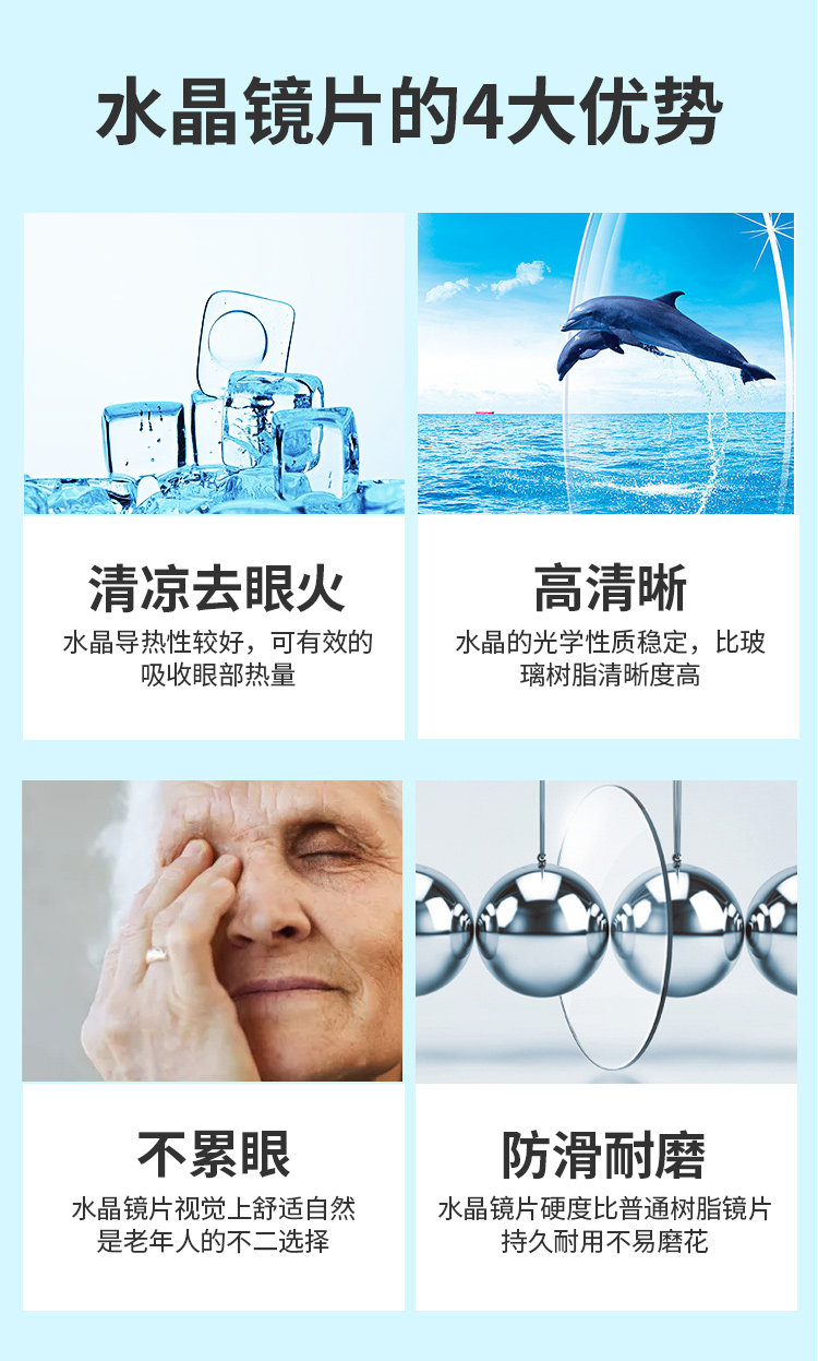 普先生 水晶玻璃防蓝光高清老花镜 图3