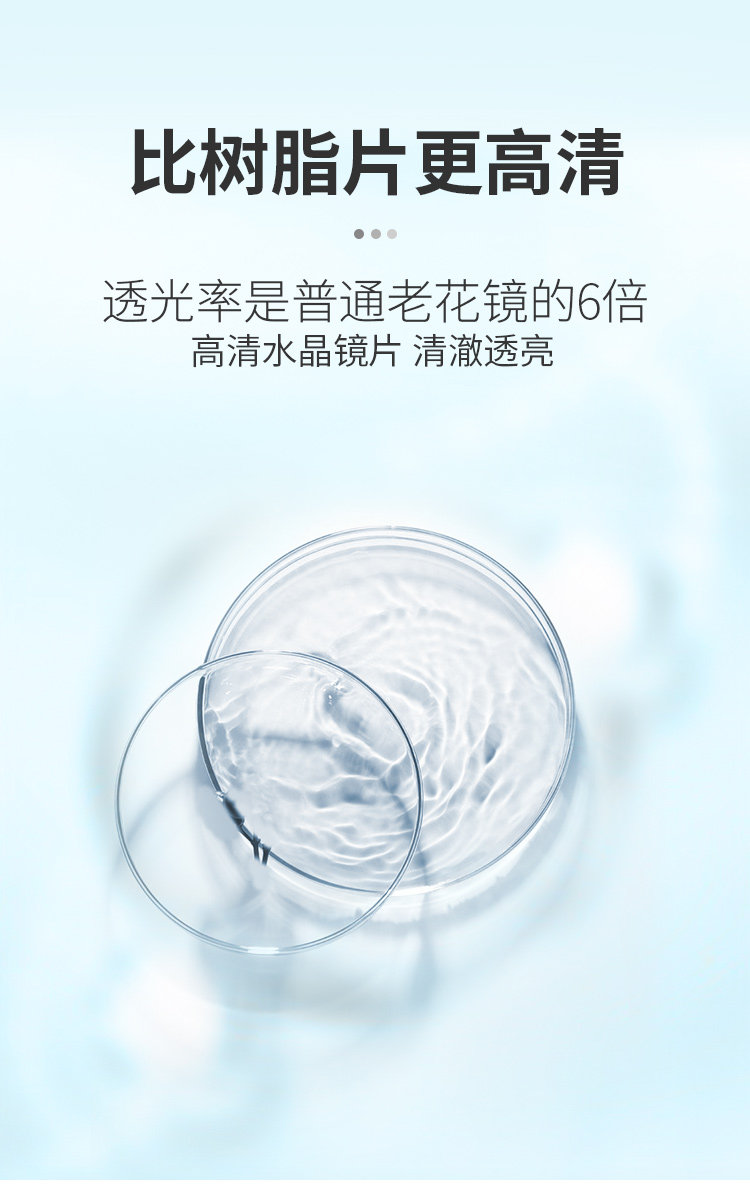 普先生 水晶玻璃防蓝光高清老花镜 图2