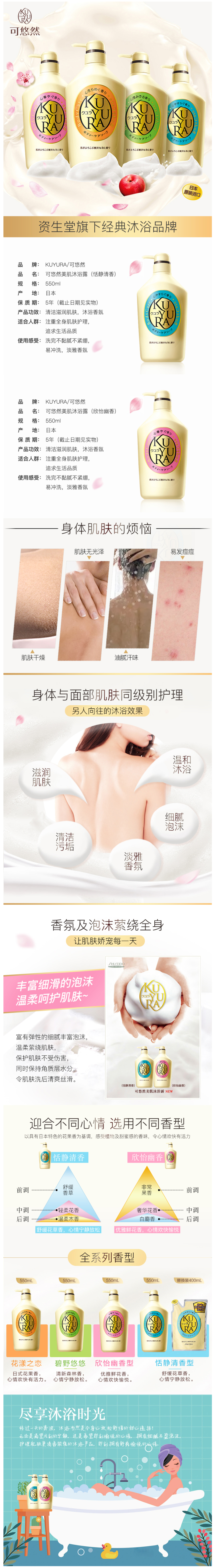 资生堂旗下 可悠然 美肌沐浴乳  550ml*2瓶 图1