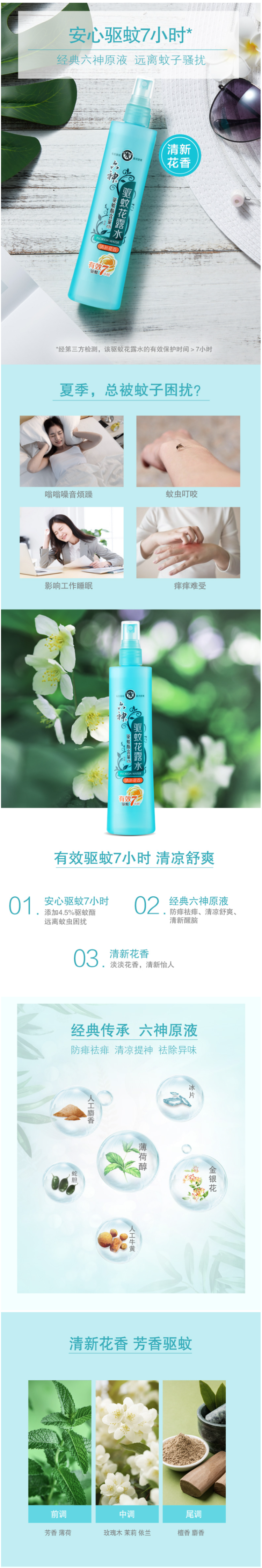 六神 经典驱蚊喷雾花露水 180ml*2瓶 图1