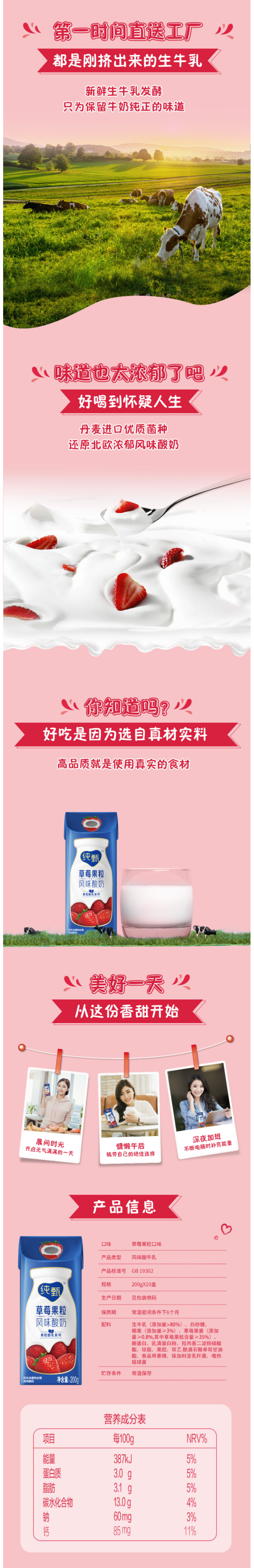 蒙牛 纯甄 草莓/蓝莓果粒风味酸奶 200g*10盒 图2