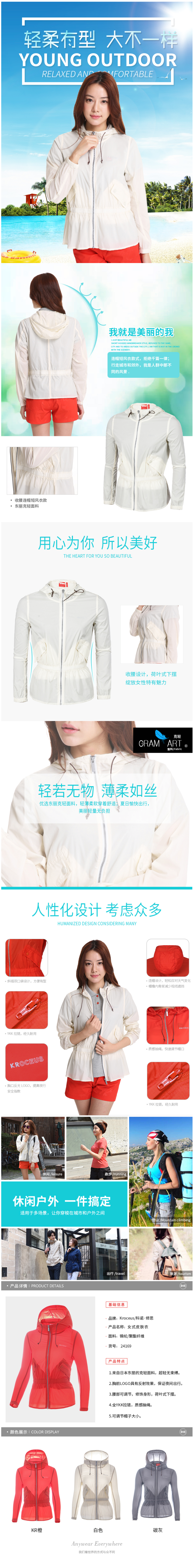清仓XL码 地球科学家 东丽 Gram Art克轻面料 女收腰短风衣款皮肤风衣 图1
