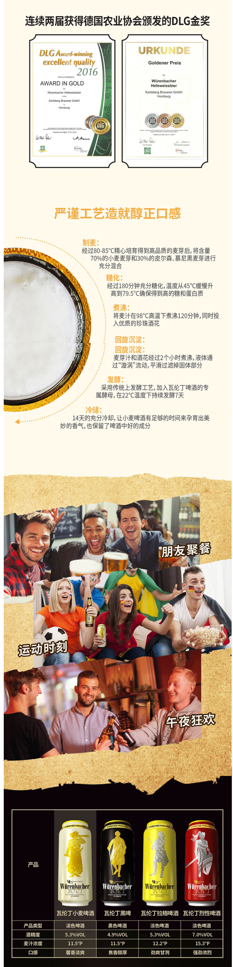 德国原装进口 瓦伦丁 Würenbacher 小麦啤酒 500ml*24听 图2