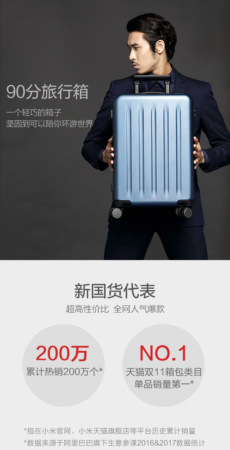 小米旗下 90分 旅行拉杆箱万向轮 图1