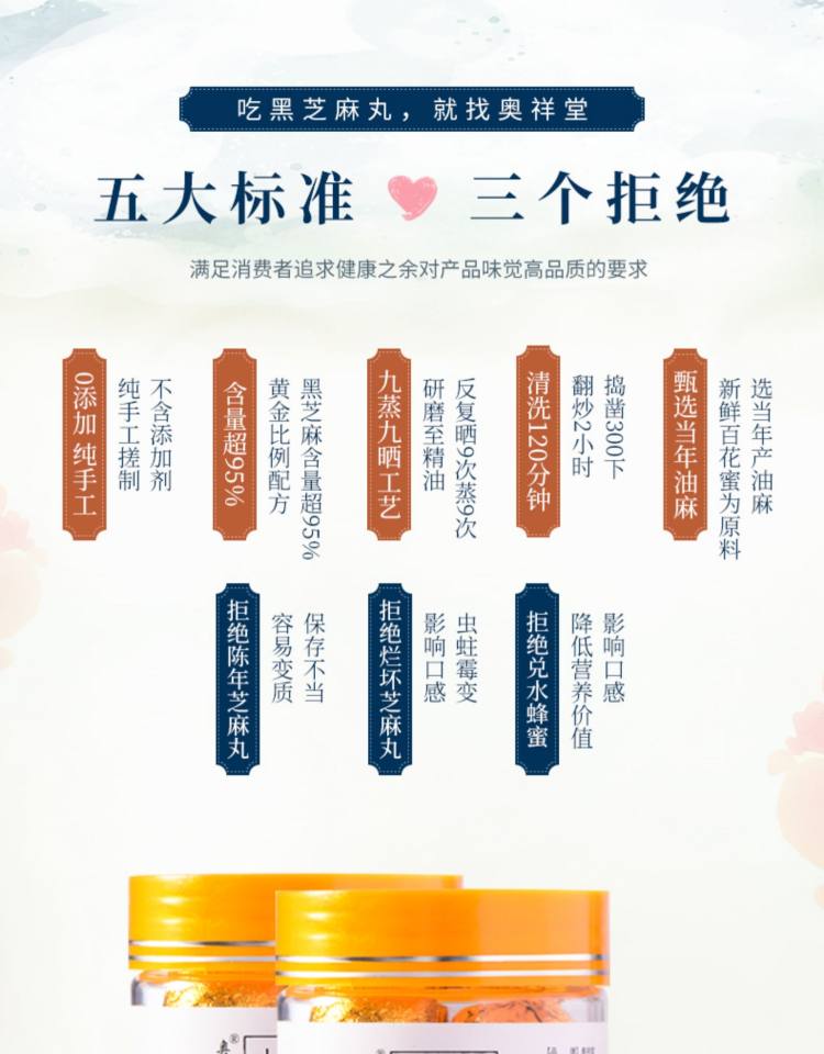 奥祥堂 九蒸九晒黑芝麻丸 12丸*4罐 图1
