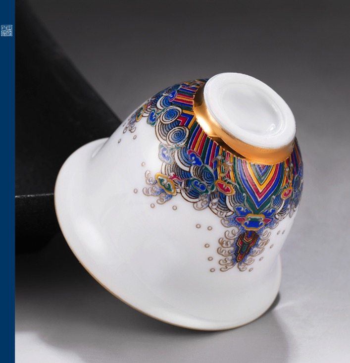 中国白银 鎏银珐琅彩瓷 99足银功夫茶杯 图5