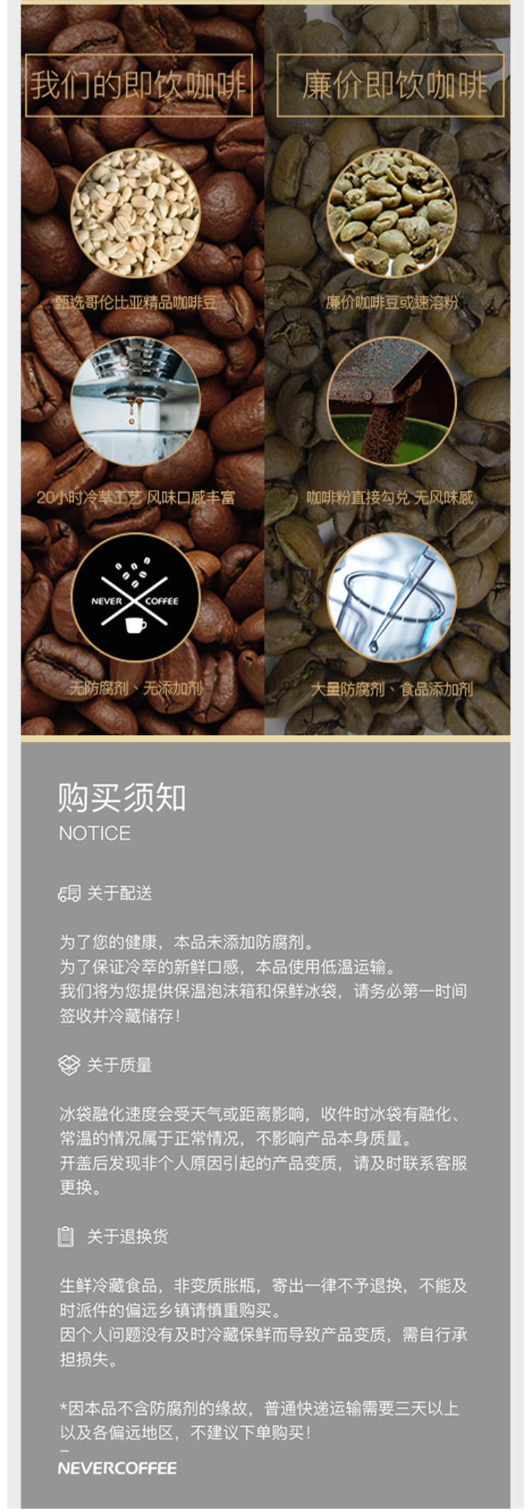 Never Coffee 零香精防腐剂植脂末 冷萃咖啡 300ml*6瓶 星巴克口感 图5