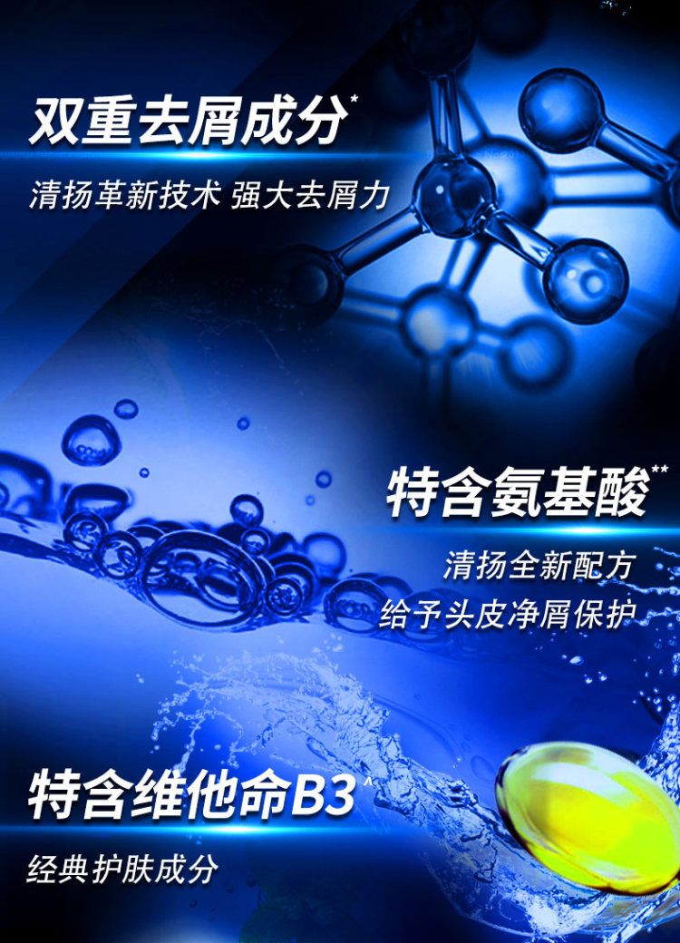 清扬 男士活力运动洗发露 500ml*2瓶+200g*2袋 图4