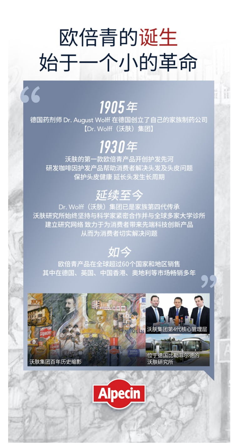德国原瓶进口 欧倍青Alpecin C1 咖啡因防脱发洗发水 250ml 图5