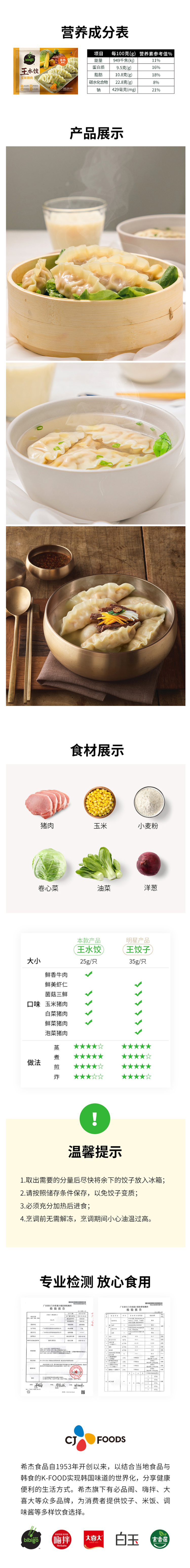 天猫超市 必品阁 王饺子 玉米猪肉馅韩式速冻水饺 1.2kg/48只*2袋 图4