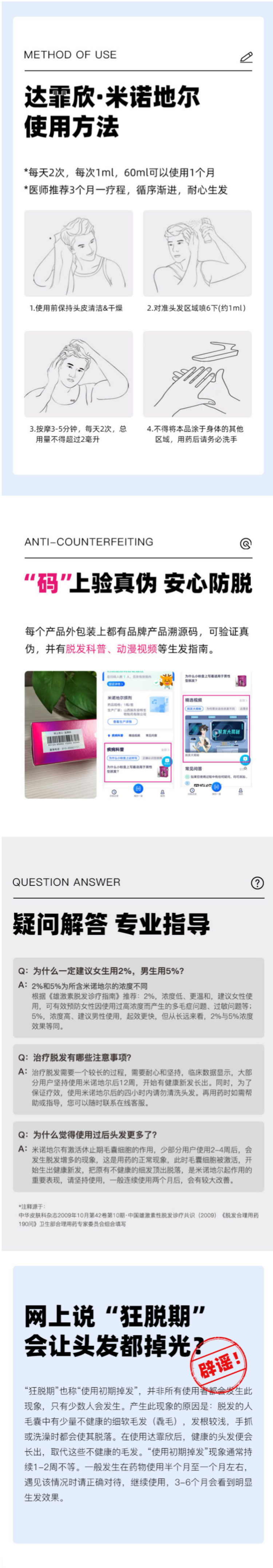 国药准字OTC 达霏欣 米诺地尔搽剂 防脱生发 30ml 图5