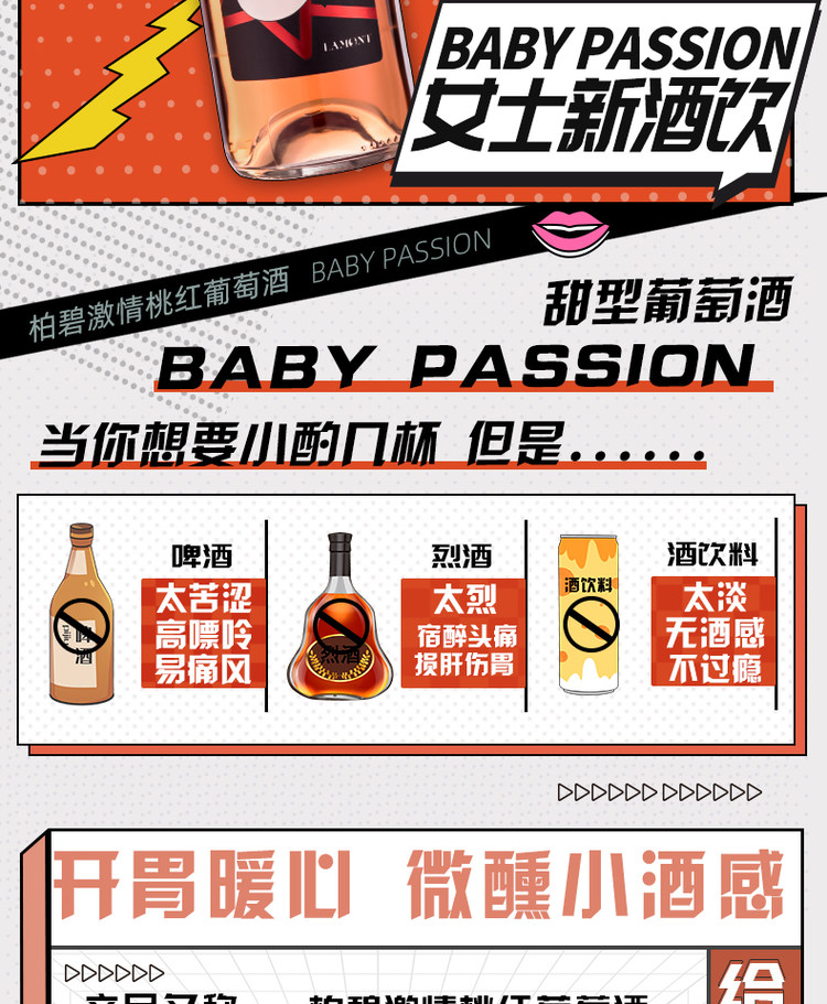 法国原瓶进口 Lamont 拉蒙 柏碧桃红甜型葡萄酒 750mL 图2