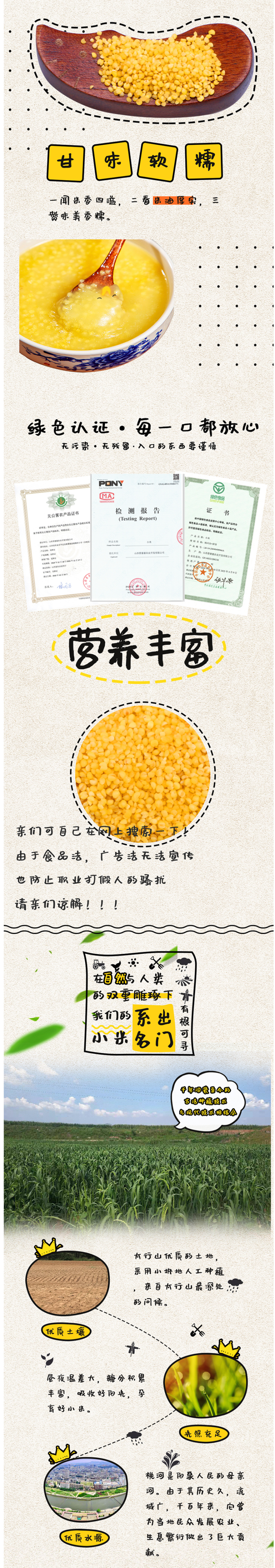 山西特产 桃河谷 绿色食品认证黄小米 400g/袋  熬出的米油称代参汤 图2