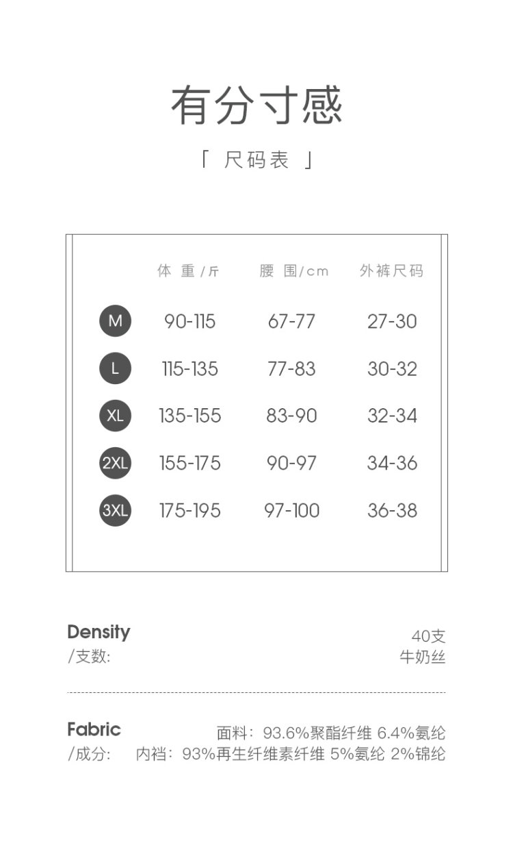 中华老字号 古今  男士牛奶丝平角内裤 3条 图2