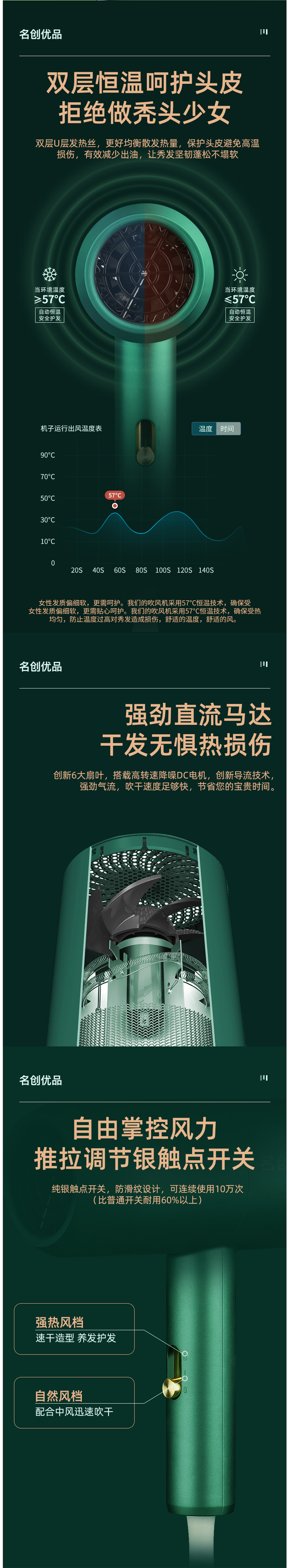 名创优品 家用高颜值电吹风 1800W 图2