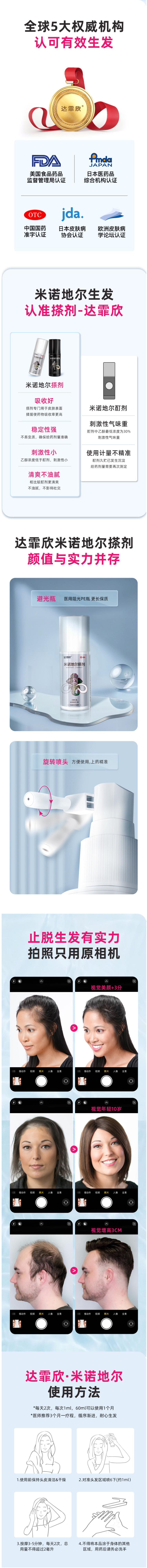 达霏欣 2%/5%米诺地尔酊搽剂 防脱发生发增发液 60ml*3盒 图4