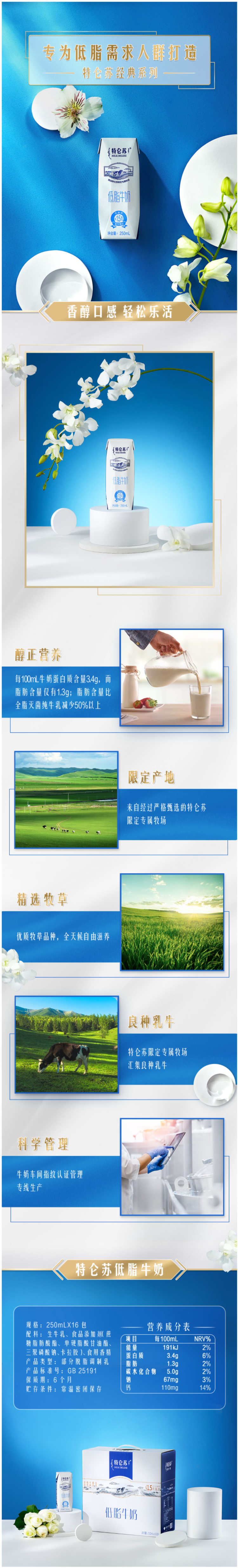 蒙牛 特仑苏 低脂牛奶 250ml*16盒 图1