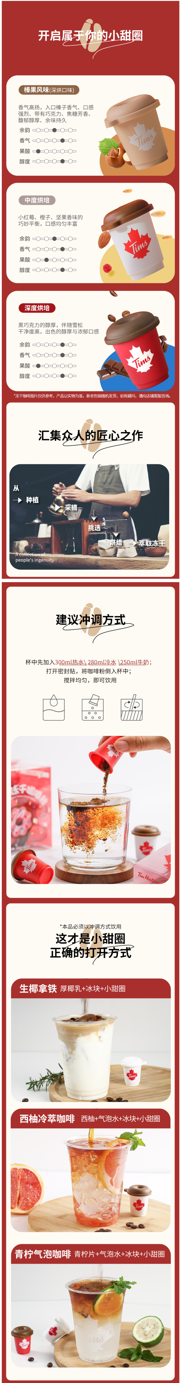 Tim Hortons 小甜圈 即溶冻干咖啡粉 2.8g*12颗 图3
