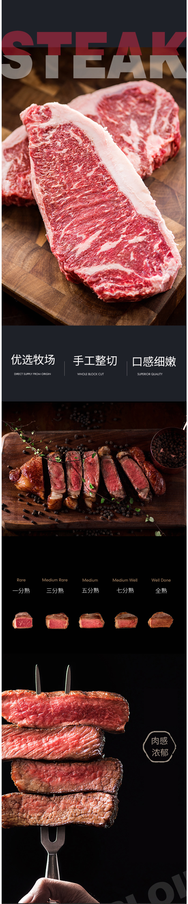 澳洲进口 今聚鲜 整切西冷牛排 10片 共1300g 图2