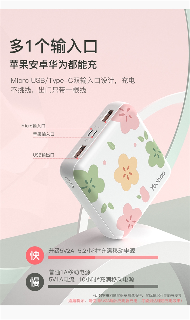 羽博 超薄便携充电宝 一万毫安时 图4