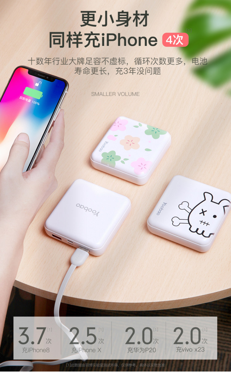 羽博 超薄便携充电宝 一万毫安时 图2