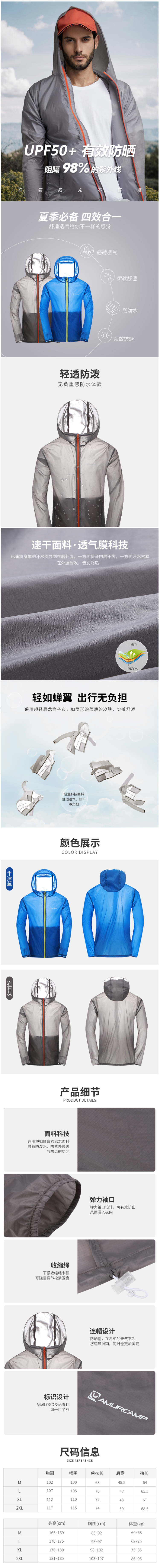 英国 Amurcamp 75克超轻 男尼龙皮肤风衣 UPF50+防晒 图1