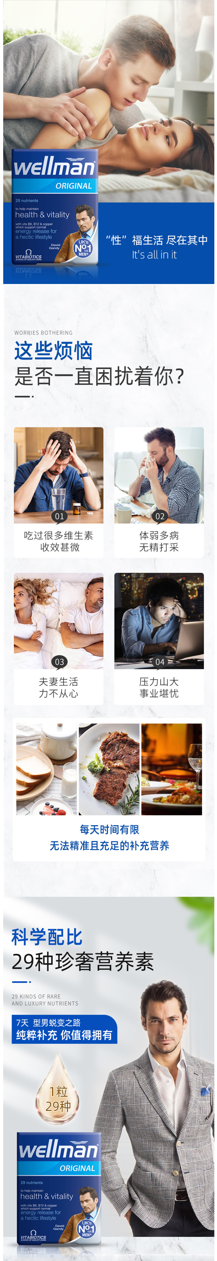 英国最大保健品牌之一 维百莱​Vitabiotics 男性综合维生素片 30片 图5