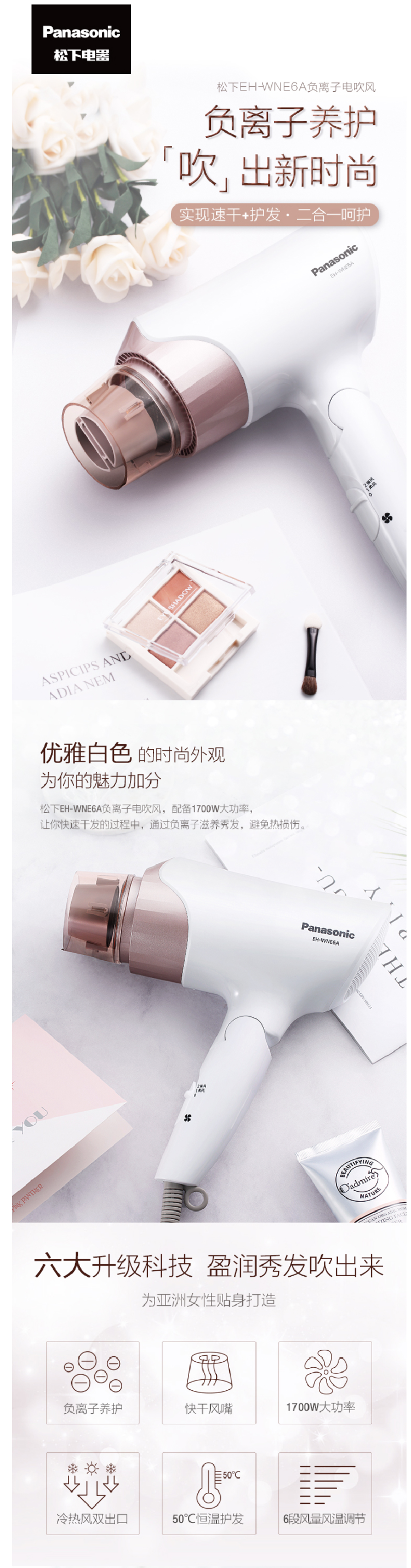 松下 负离子大功率吹风机 1700W 图1